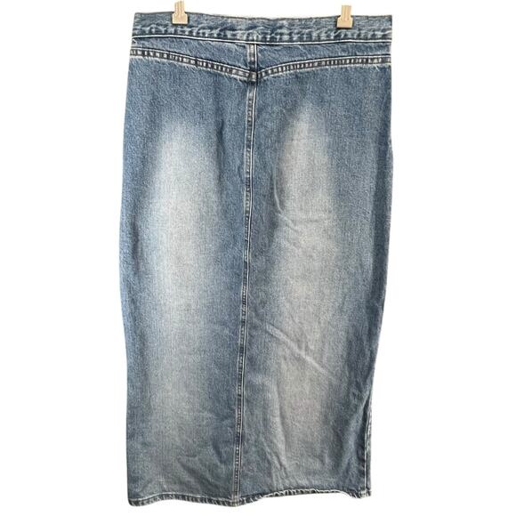 GAP Vintage Y2K Long Rivet Jean Skirt 10 Blue Light Wash Denim Boho Western - Picture 5 of 13